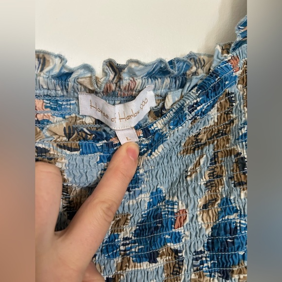 House of Harlow 1960 Zoey 100% Cotton Blue Tiered Maxi Dress - Size Large - Picture 6 of 11